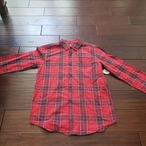 NWT Boys Red Plaid Button Down Shirt